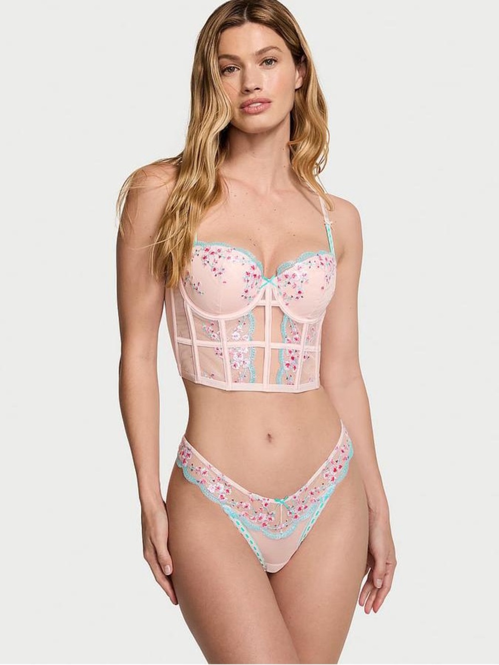 Victoria secret light pink and blue corset top